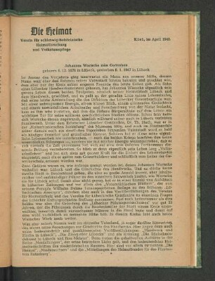 Johannes Warncke zum Gedenken