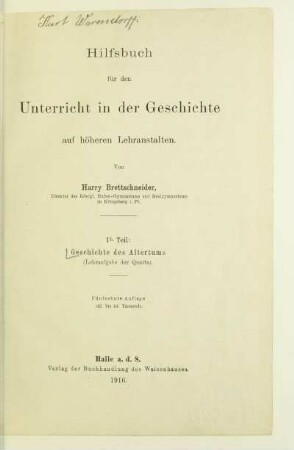 1b: Geschichte des Altertums : (Lehraufgabe der Quarta)