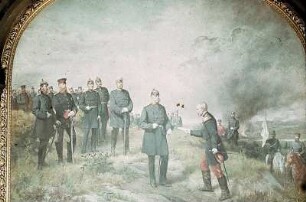 General Reille überbringt König Wilhelm I. auf dem Schlachtfelde von Sedan das Schreiben Kaiser Napoleons