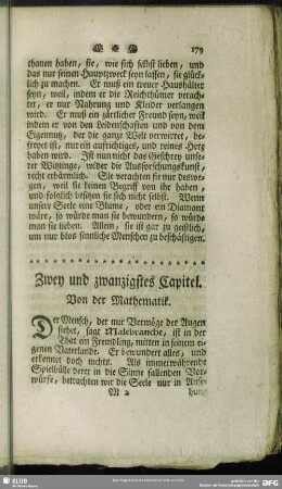 Zwey und zwanzigstes Capitel. Von der Mathematik