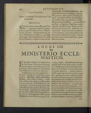 Locus XIX. De ministerio ecclesiastico.