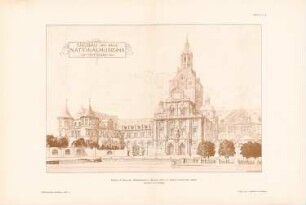 Nationalmuseum, München: Perspektivische Ansicht Mittelbau (aus: Architekt. Rundschau, hrsg.v. Eisenlohr & Weigle, 1896)