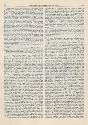 357-358 [Rezension] Fendt, Leonhard, Der Wille der Reformation im Augsburgischen Bekenntnis