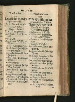 Vocabulaire du Recueil des mots les plus nécessaires. Vocabularium ...