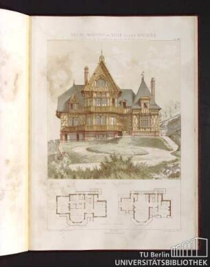 Villas, maisons de ville et de campagne. Composées sur les motifs des maisons de Paris moderne. Maison a etretat. Rez-de-chaussée. 1er Etage.