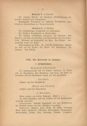 VIII. Der Unterricht im Zeichnen