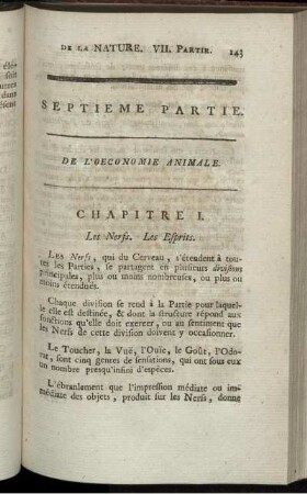 Septieme Partie. De L' Oeconomie Animale.