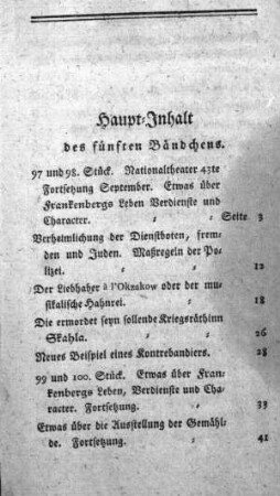 Haupt-Inhalt des fünften Bändchens