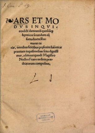 Ars et modus inquirendi et damnandi quoscunque haereticos