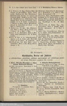 III.Abschnitt. Gesellschaften, Vereine und Anstalten