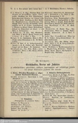 III.Abschnitt. Gesellschaften, Vereine und Anstalten