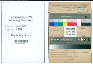 Entnazifizierung Arthur Altenhofen , geb. 26.04.1909 ()