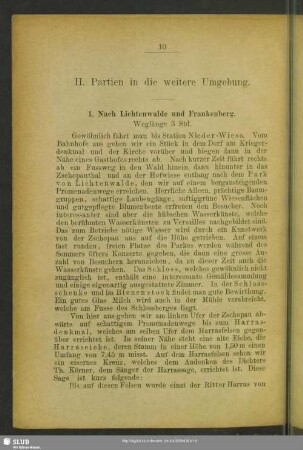 II. Partien in die weitere Umgebung