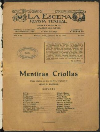 Mentiras criollas : pieza cómica en dos cuadros