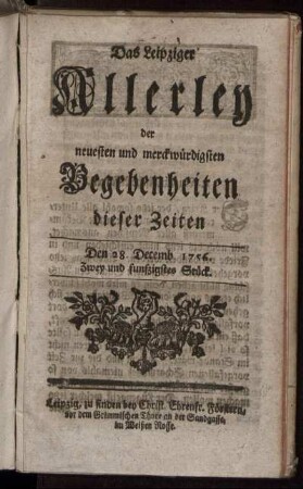 Den 28. Decemb. 1756. Zwey und funfzigstes Stück.