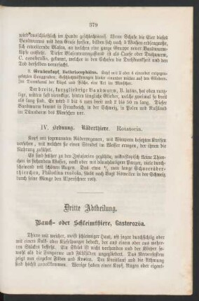 Dritte Abtheilung. Bauch- oder Schleimthiere, Gasterozoa.