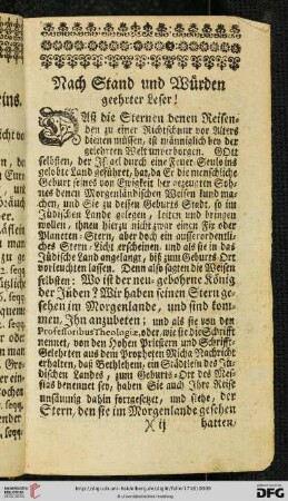 Nach Stand und Wuerden geehrter Leser!