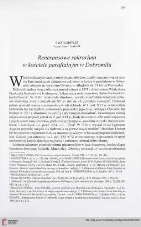 70: Renesansowe sakrarium w kościele parafialnym w Dobromilu : =