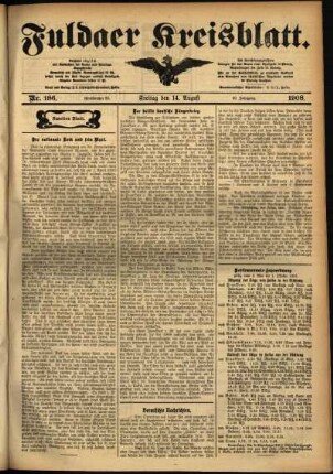 Zweite Ausgabe vom Freitag, den 14. August 1908.