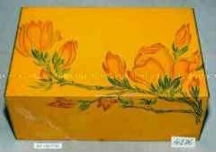 Blechdose für Gebäck (auf Boden: H. BAHLSENS KEKS-FABRIK K.G. HANNOVER - Abbildung eines Zweiges mit Magnolienblüten)