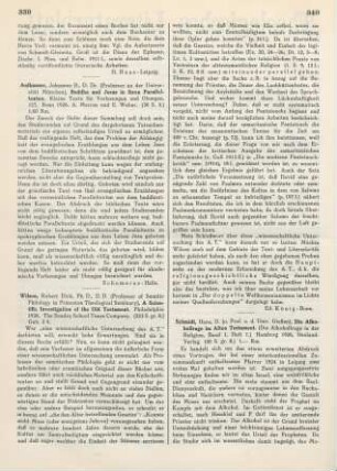 339-340 [Rezension] Wilson, Robert Dick, A Scientific Investigation of the Old Testament