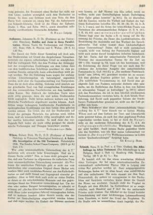 339-340 [Rezension] Wilson, Robert Dick, A Scientific Investigation of the Old Testament