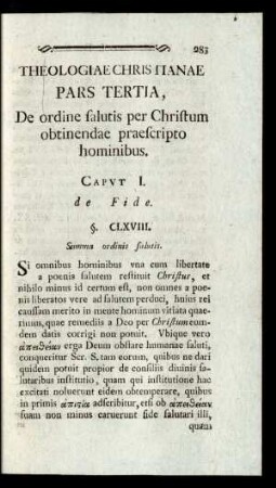 Pars Tertia, De ordine salutis per Christum obtinendae ...