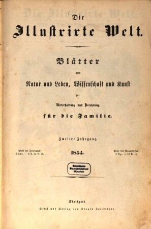 Illustrierte Welt : vereinigt mit Buch für alle ; ill. Familienzeitung. 2, 2. 1854