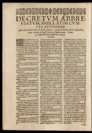 Decretum Abbreviatum, Sigillatim Cuncta Attingens.