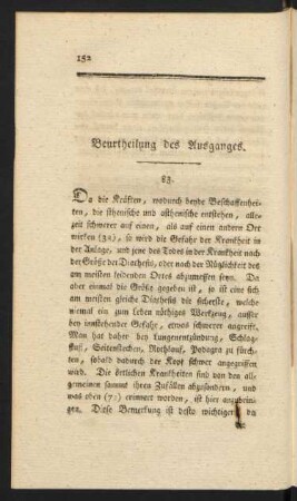 Beurtheilung des Ausganges.
