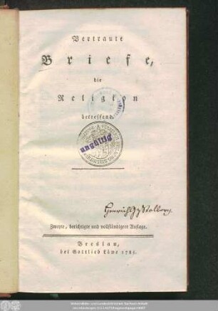 Vertraute Briefe, die Religion betreffend