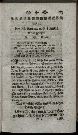 DCXCI. Am XI. Sonnt. nach Trinitat.