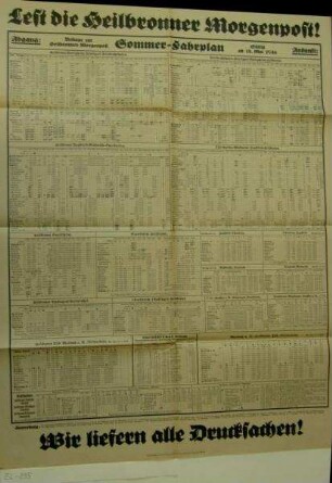 Eisenbahnfahrplan Sommer 1935