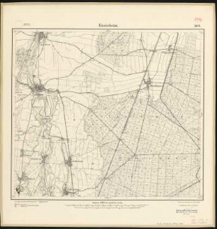 Messtischblatt [8110] = 3678 : Ensisheim, Frankreich, 1914 : Messtischblatt [8110] = 3678 : Ensisheim. - Aufn. 1885, hrsg. 1886, Auflagedruck 1914. - [Berlin] : Reichsamt für Landesaufnahme, 1914. - 1 Kt. : einfarbig. - Ohne Gitternetz. - Ohne Planzeiger. - Ohne Zeichenerklärung.