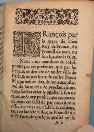 De F. II. Mandemens Du Roy, Sur la confirmation de tous offices royaux, tant ordinaires que extraordinaires