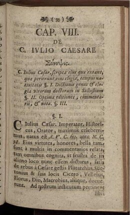 Cap VIII. De C. Iulio Caesare