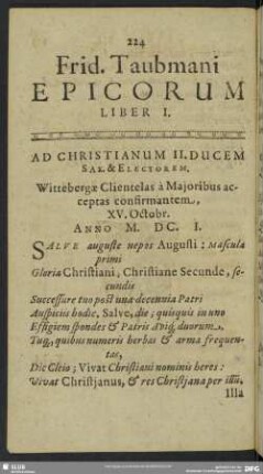 Frid. Taubmani Epicorum Liber I.