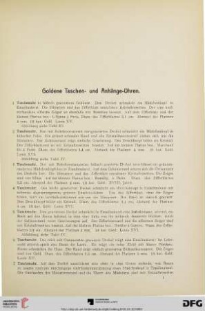 Goldene Taschen- und Anhänge-Uhren (Nr. 1-157)