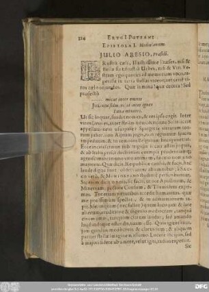 Epistola I. Mediolanum. Iulio Aresio, Praesidi.
