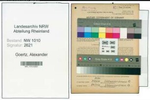 Entnazifizierung Alexander Goertz , geb. 12.04.1882 (Klempner)