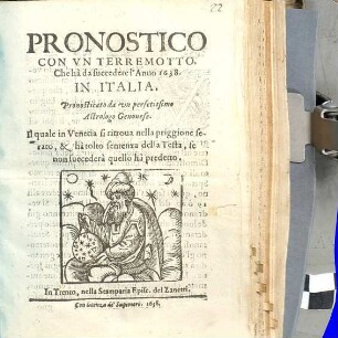 Pronostico Con Un Terremotto, Che hà da succedere l'Anno 1638 In Italia