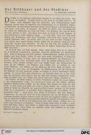 11.1919: Der Bildhauer und der Plastiker