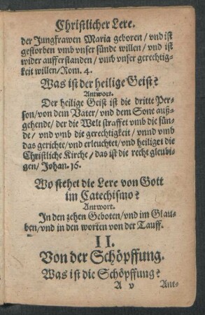 II. Von der Schöpffung.