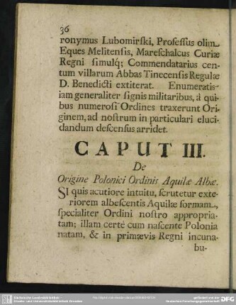 Caput III. De Origine Polonici Ordinis Aquilae Albae