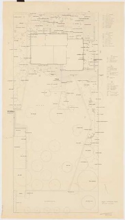 Garten J. Riepenhausen, Berlin: Lageplan mit Pflanzplan (Staudenbepflanzung) 1:50