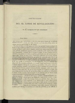 Instruccion Del Sr. Conde De Revillagigedo Al Sr. Marques De Las Amarillas