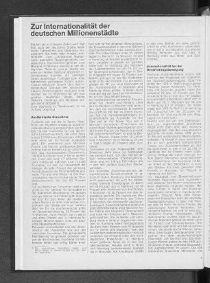 Zur Internationalität der deutschen Millionenstädte