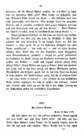 XIII. An seinen Vater.