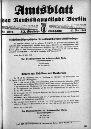 32. Sonderausgabe, 12. Mai 1941