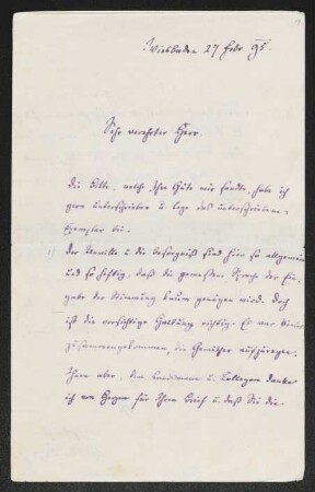 Brief von Gustav Freytag an Gerhart Hauptmann
